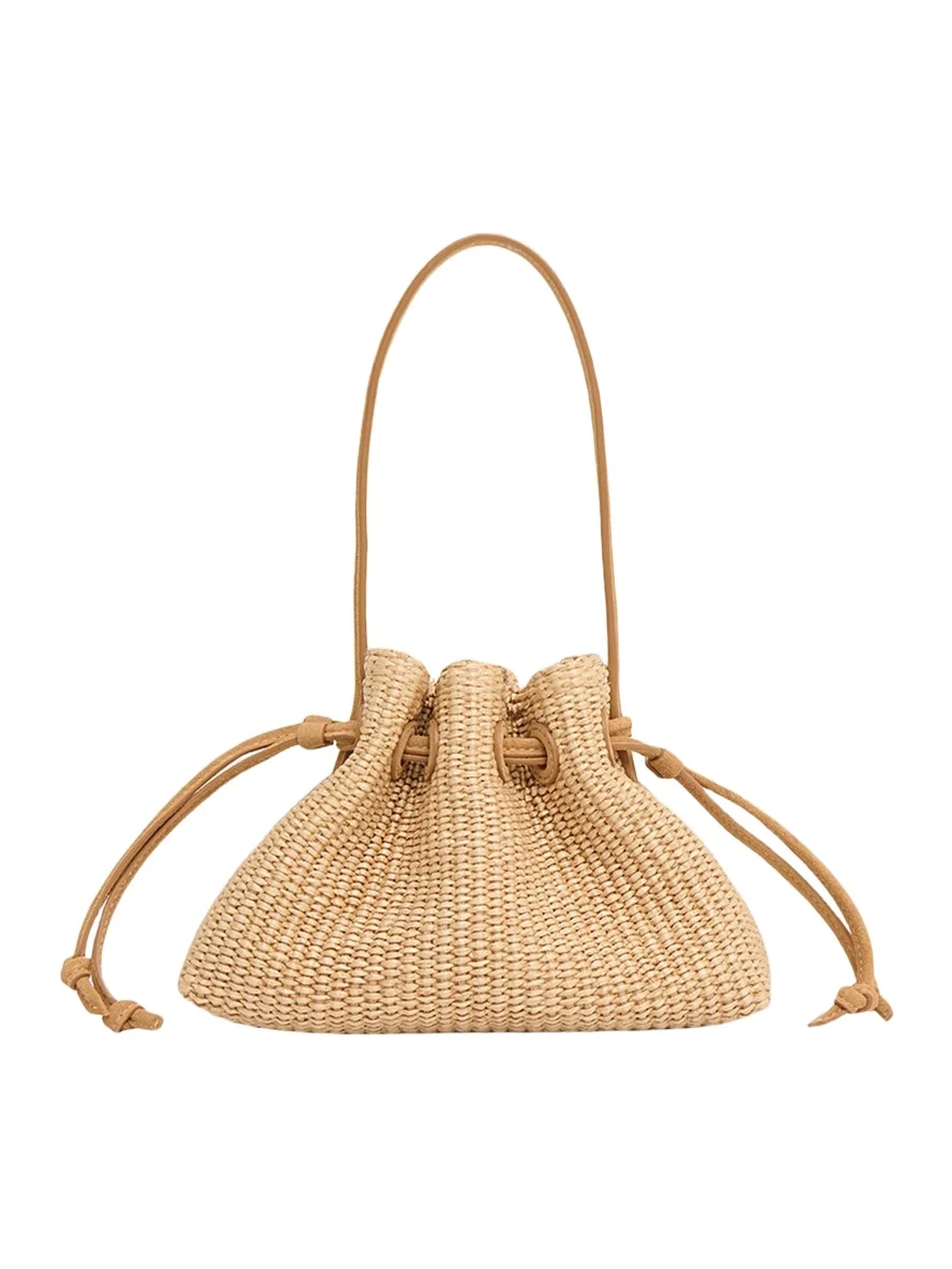 MANSUR GAVRIEL Drawstring Raffia Pouch Bag