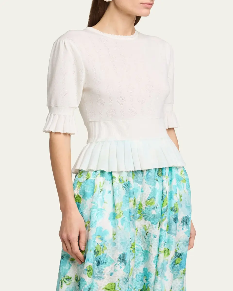 Chloé Short-Sleeve Pointelle Kit Ruffle Crewneck Sweater | Thumbnail 4 Chloé Short-Sleeve Pointelle Kit Ruffle Crewneck Sweater | Thumbnail 4