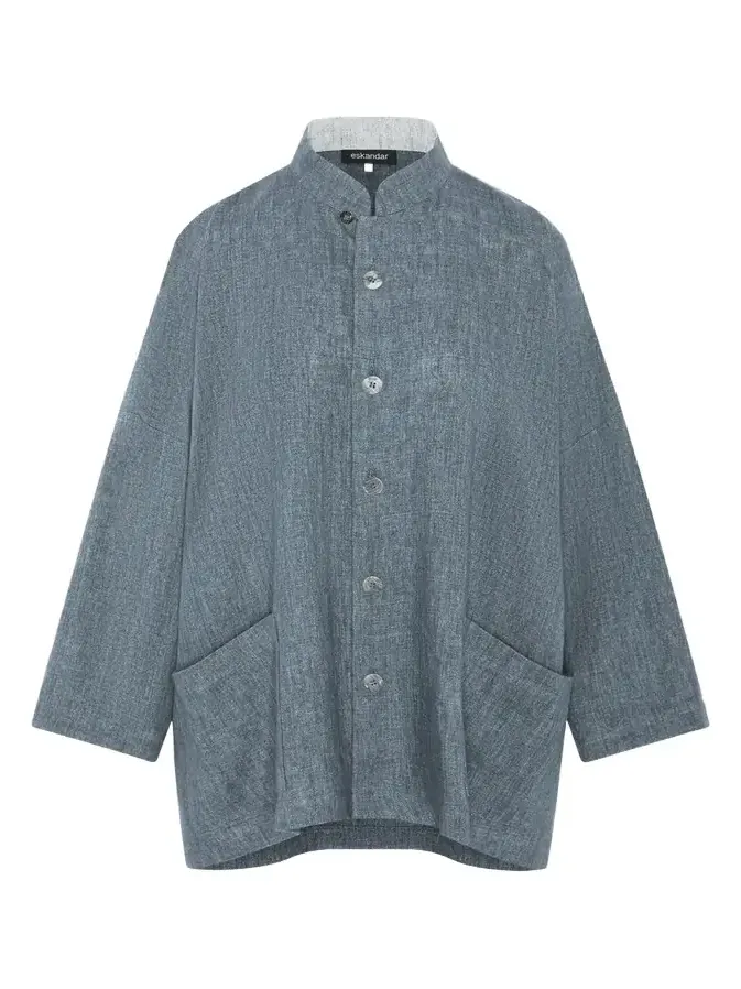 Longer Back Wide Mandarin Jacket - Long Length Longer Back Wide Mandarin Jacket - Long Length