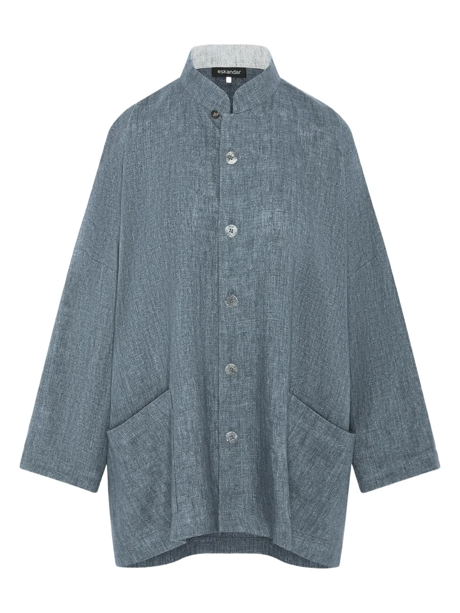 Longer Back Wide Mandarin Jacket - Long Length Longer Back Wide Mandarin Jacket - Long Length