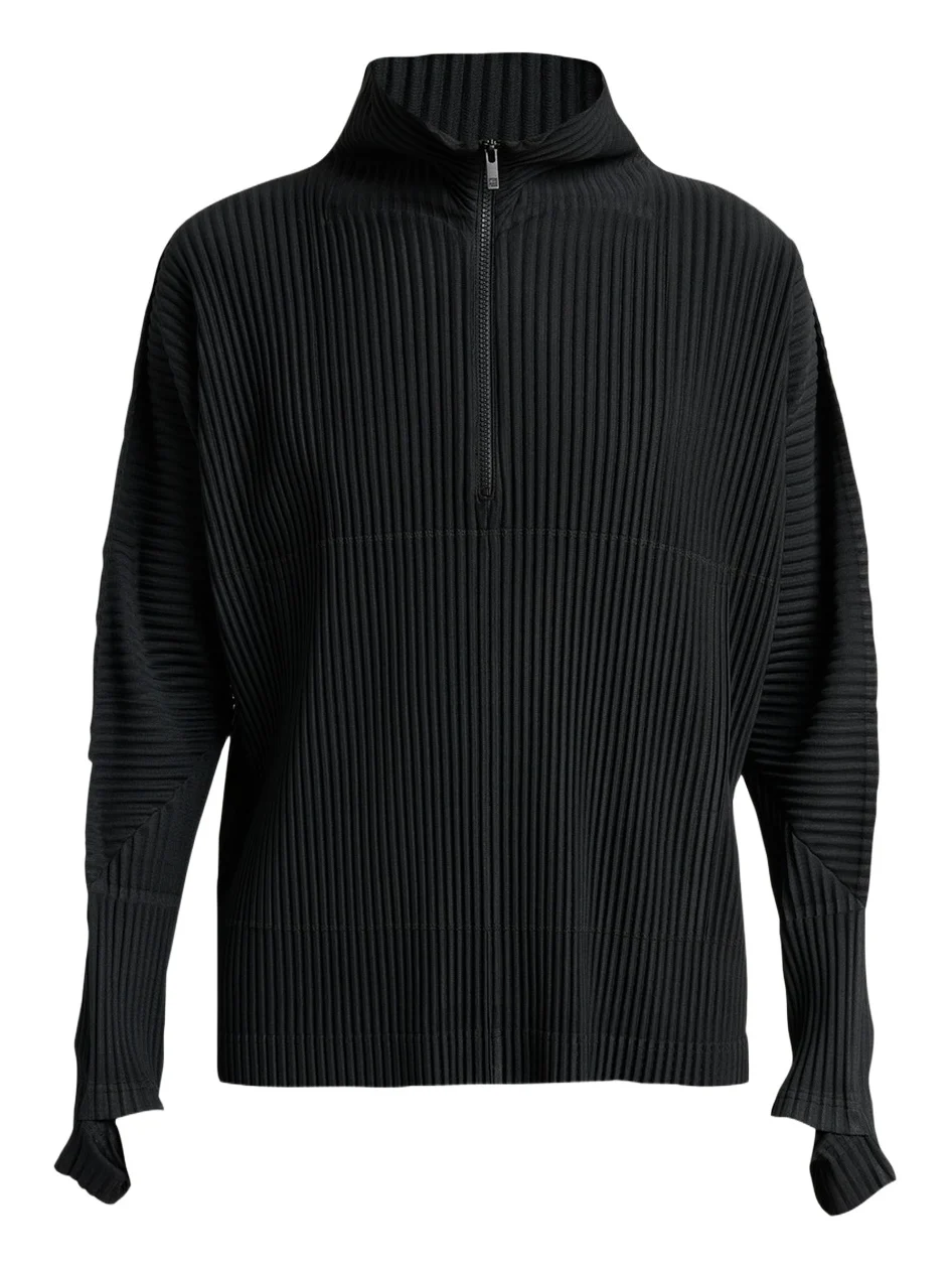 Men's Pleated Quarter-Zip Sweater