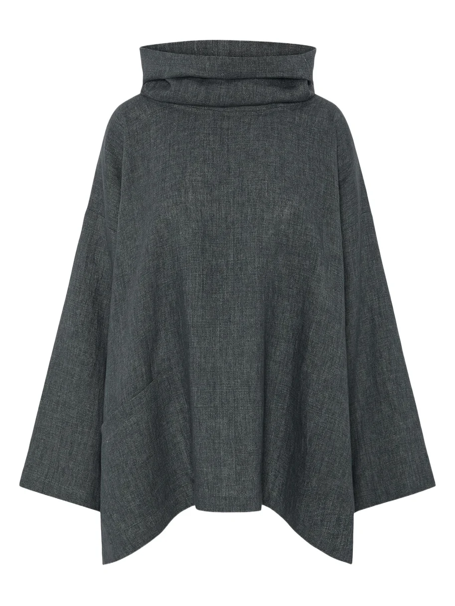 Eskandar Heavyweight Delave Linen Angle-To-Front Monks Top - Long Length