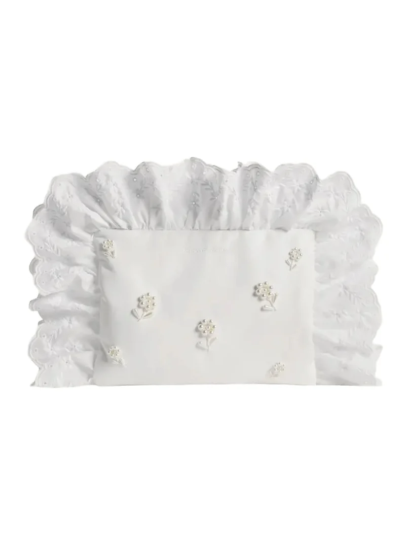 Beaded Ruffle-Trim Pillowcase Clutch Bag Beaded Ruffle-Trim Pillowcase Clutch Bag
