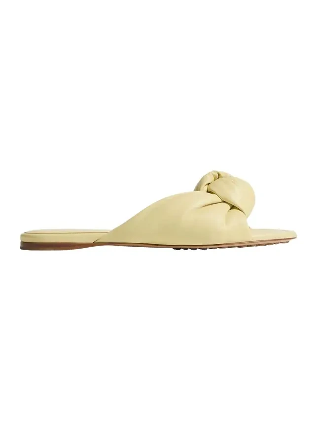 Lagoon Nappa Leather Knotted Flat Slide Sandals Lagoon Nappa Leather Knotted Flat Slide Sandals