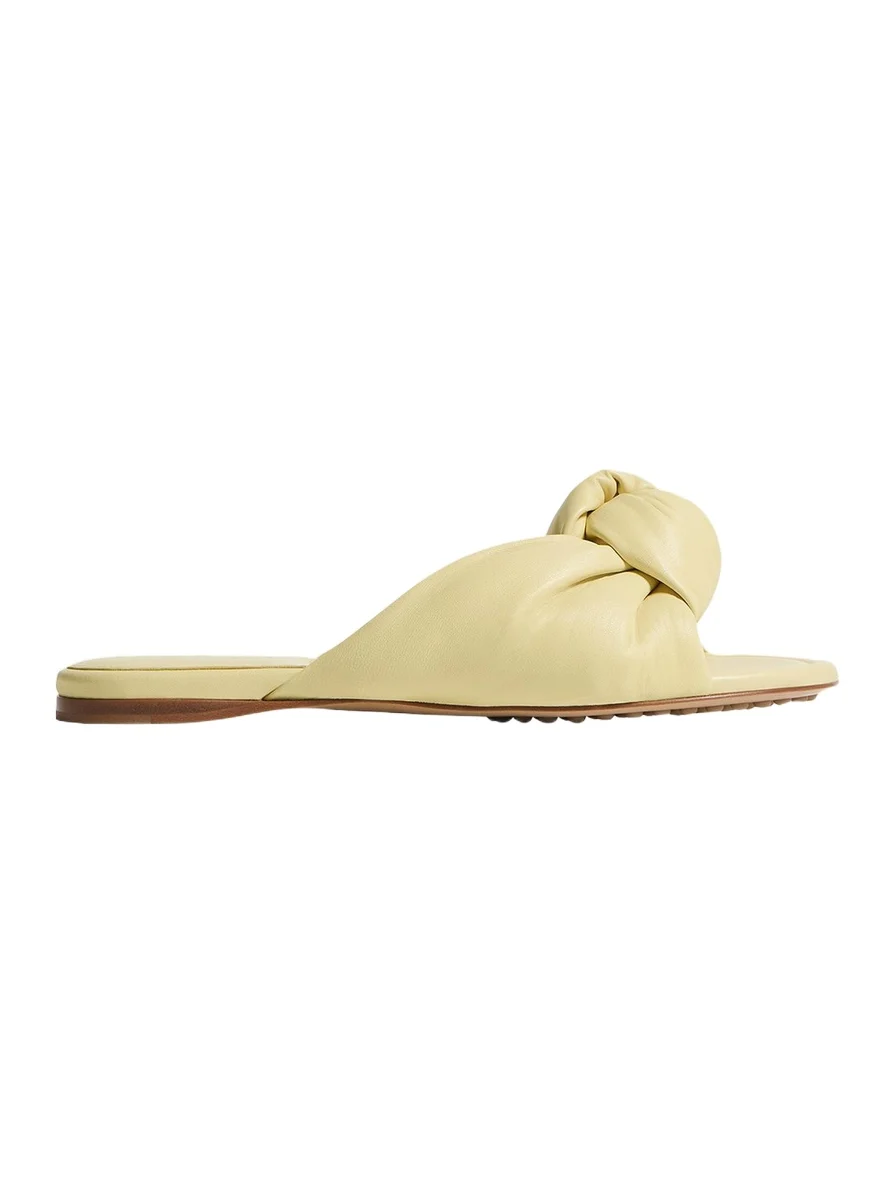 Lagoon Nappa Leather Knotted Flat Slide Sandals