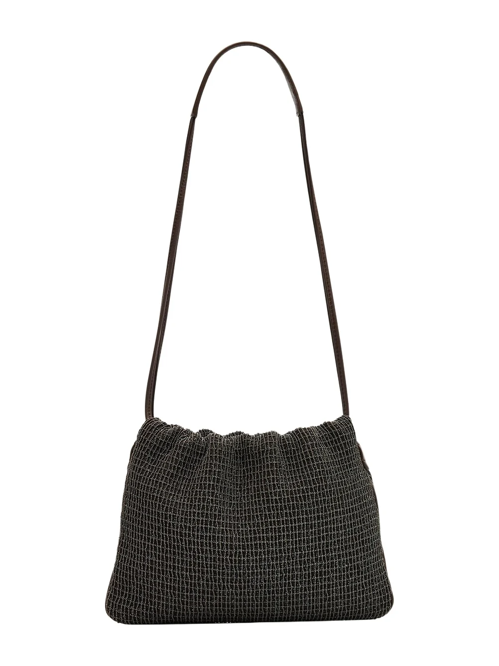 3D Monili Net Embroidered Pochette Bag in Riding Leather 3D Monili Net Embroidered Pochette Bag in Riding Leather