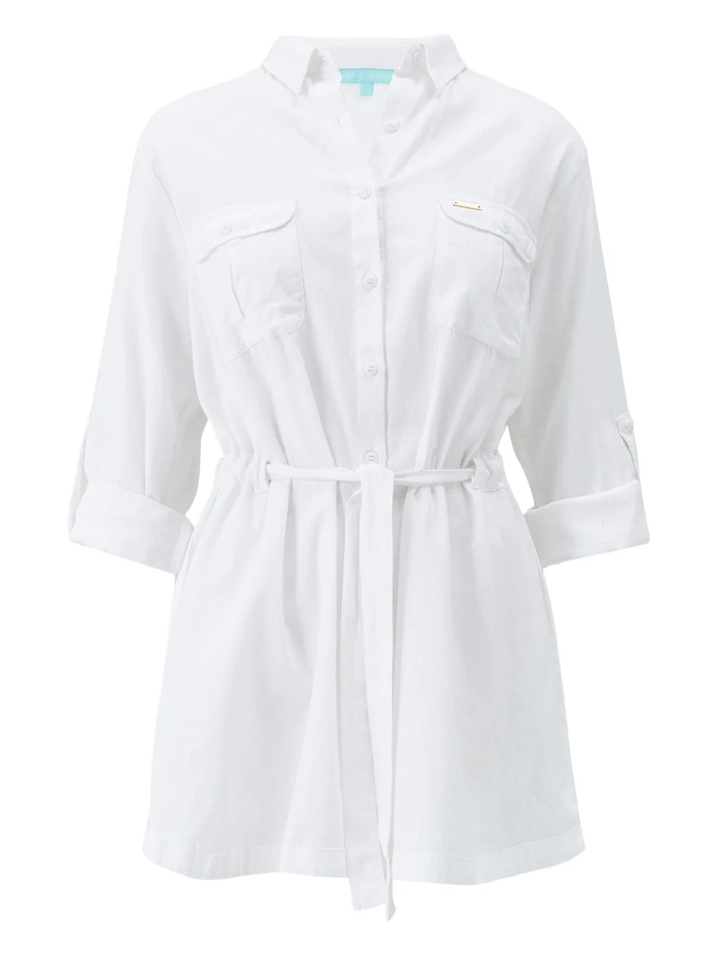 Melissa Odabash Lacey Cotton-Linen Mini Shirtdress Coverup