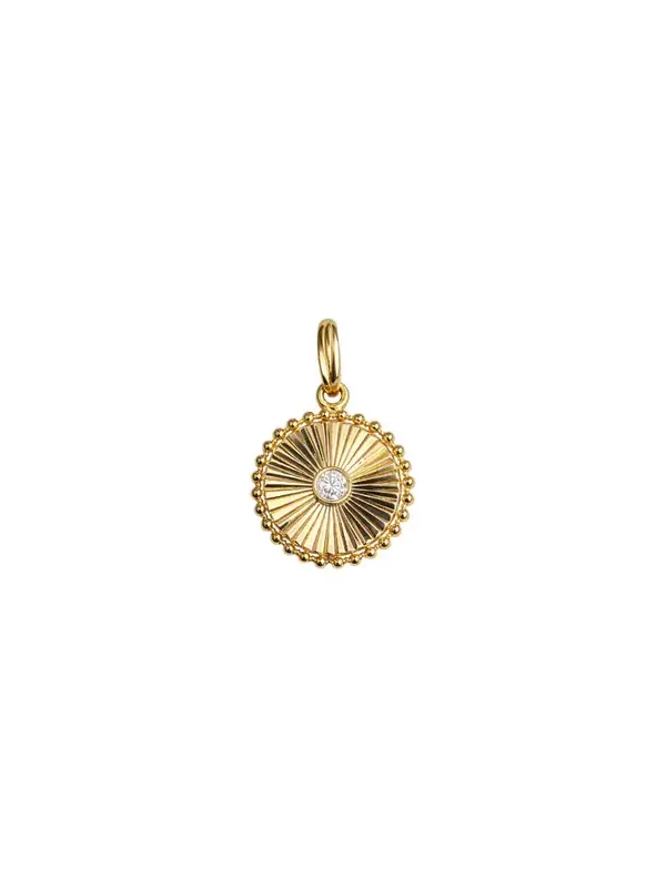 0.08ct Diamond 14K Gold Fluted Pendant