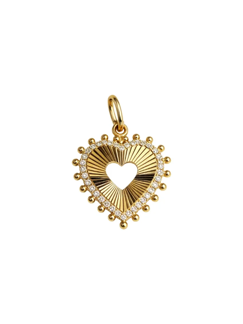Wish Fine Jewelry 0.37ct Diamond 14K Gold Textured Heart Pendant