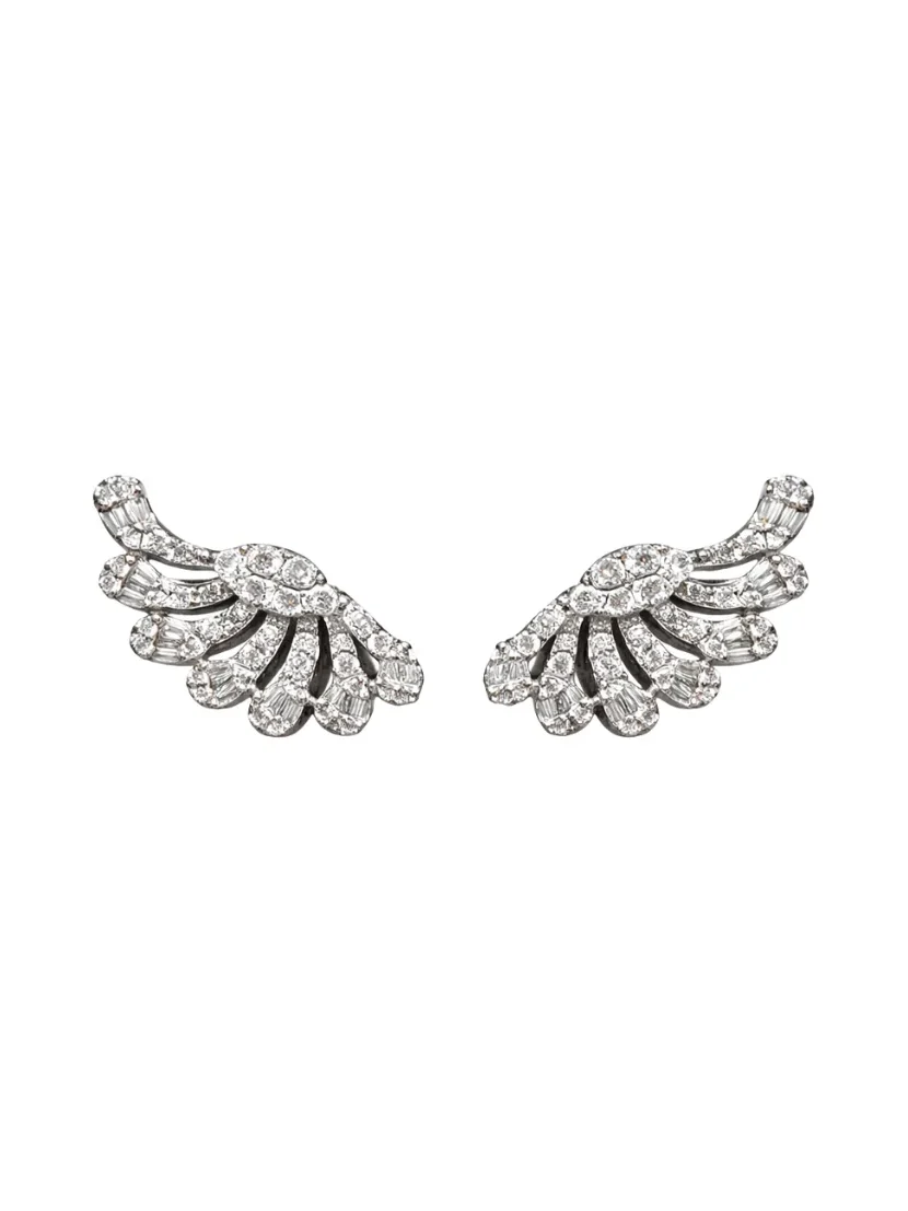 1.194ct Diamond 18K Gold Leaf Climber Earrings 1.194ct Diamond 18K Gold Leaf Climber Earrings