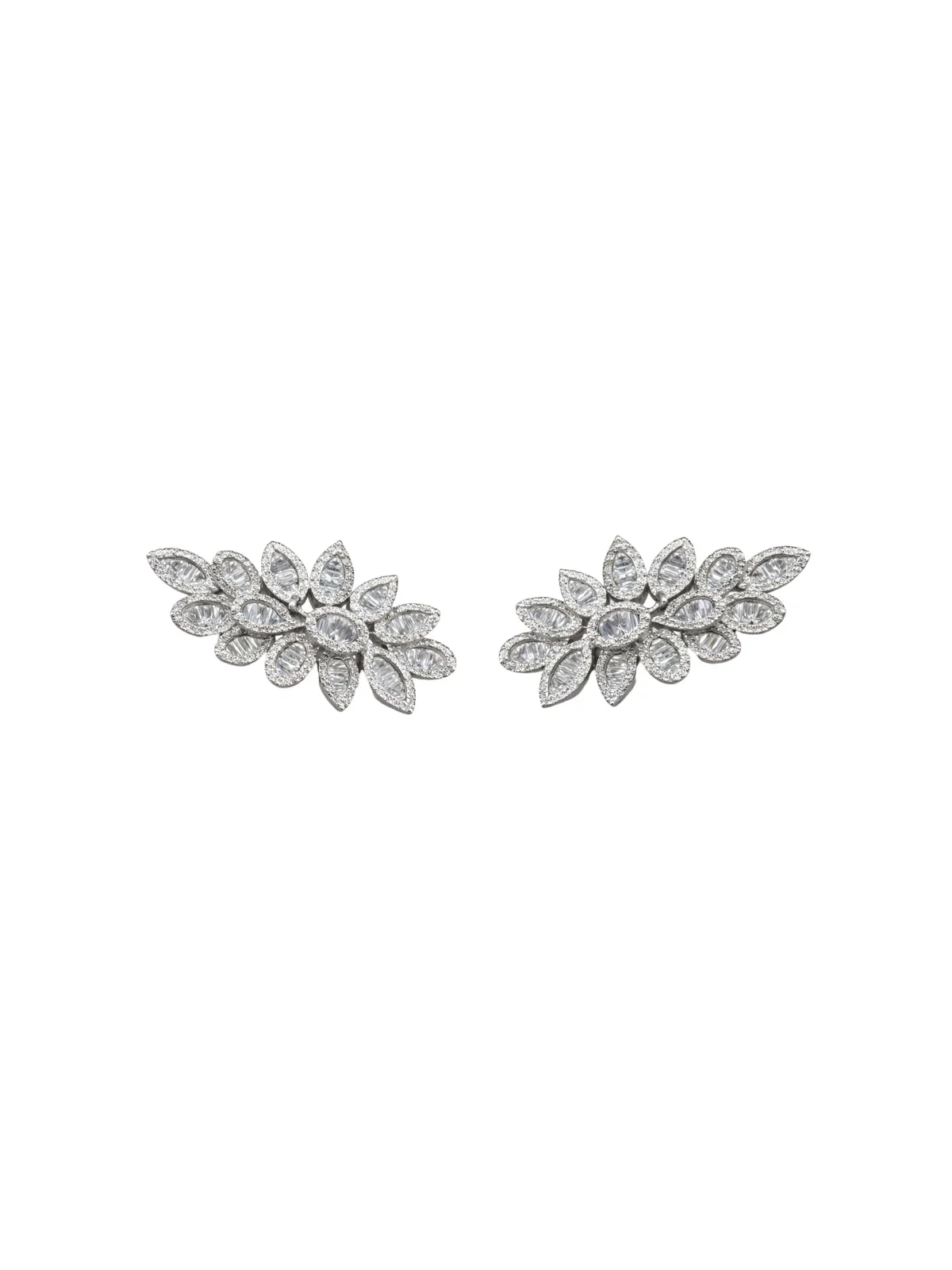 1.362ct Diamond 18K Gold Leaf Cluster Earrings