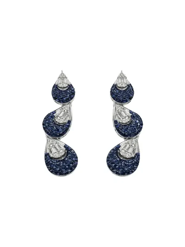 3.06ct Sapphire Diamond 14K Gold Earrings 3.06ct Sapphire Diamond 14K Gold Earrings