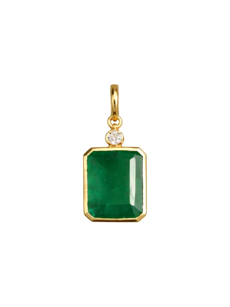 8.35ct Diamond Emerald 18K Gold Pendant