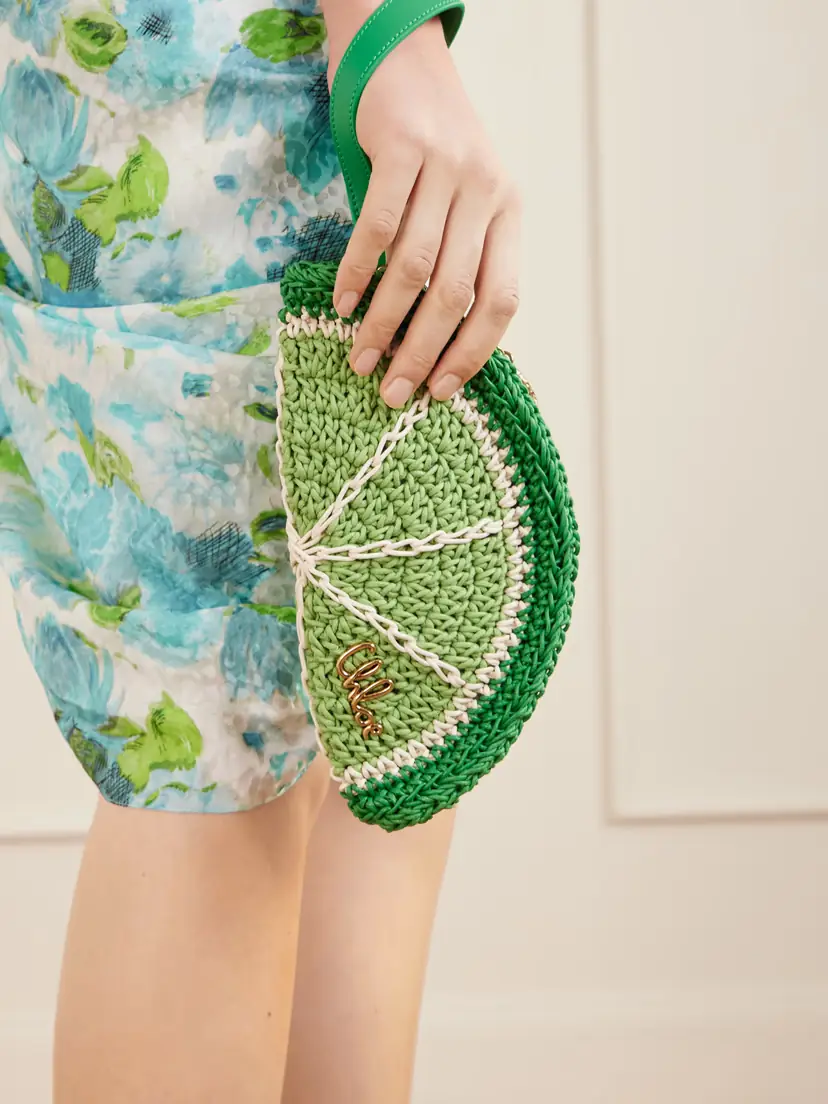 Chloé Tropicus Leather-trimmed Woven Cotton Clutch | Thumbnail 3 Chloé Tropicus Leather-trimmed Woven Cotton Clutch | Thumbnail 3