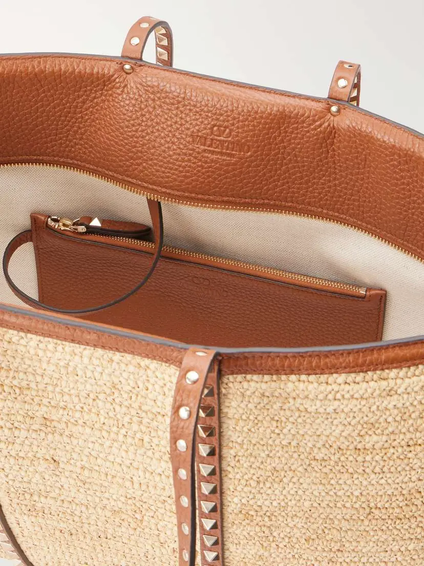 Valentino Garavani Rockstud Leather-trimmed Raffia Tote | Thumbnail 6 Valentino Garavani Rockstud Leather-trimmed Raffia Tote | Thumbnail 6