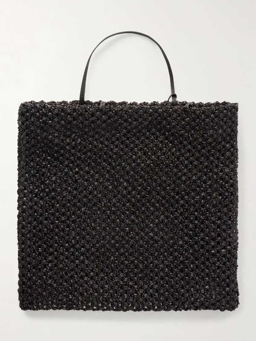 The Row Barn Mini Leather-trimmed Woven Raffia Tote | Thumbnail 2 The Row Barn Mini Leather-trimmed Woven Raffia Tote | Thumbnail 2