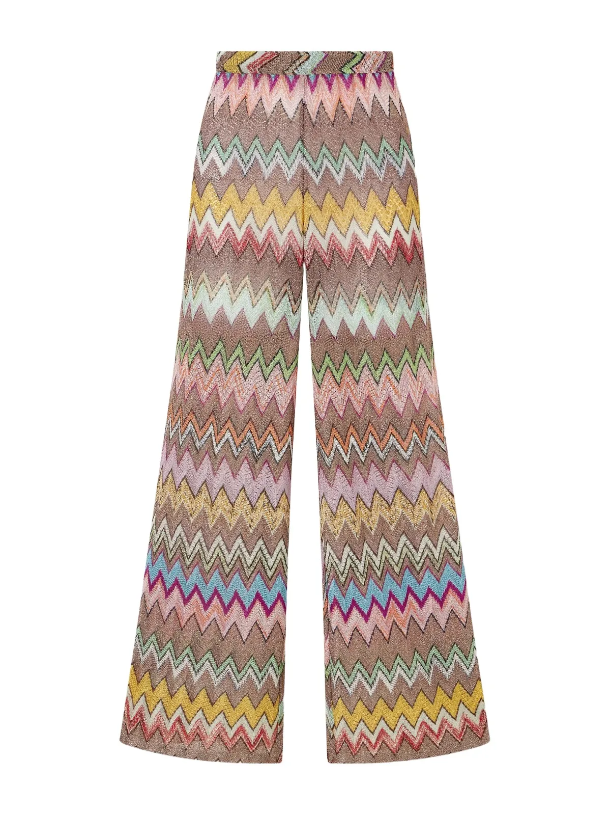 Striped Metallic Crochet-knit Wide-leg Pants Striped Metallic Crochet-knit Wide-leg Pants