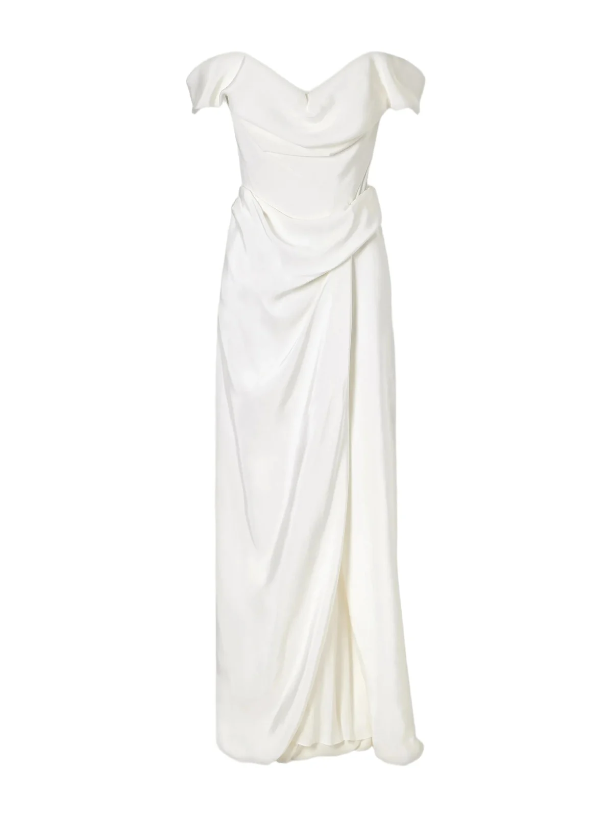 Mabel Off-the-shoulder Draped Silk-cady Gown