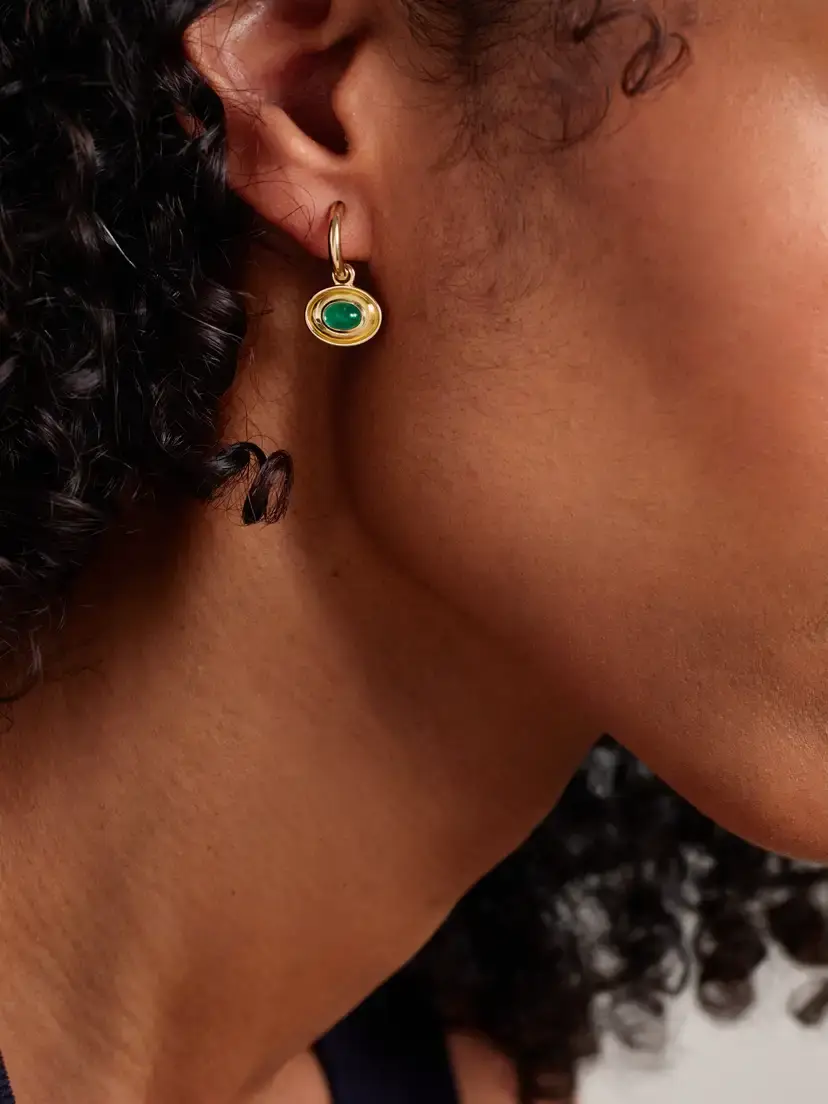 By Pariah Aurelia 14-karat Gold Emerald Hoop Earrings | Thumbnail 2 By Pariah Aurelia 14-karat Gold Emerald Hoop Earrings | Thumbnail 2