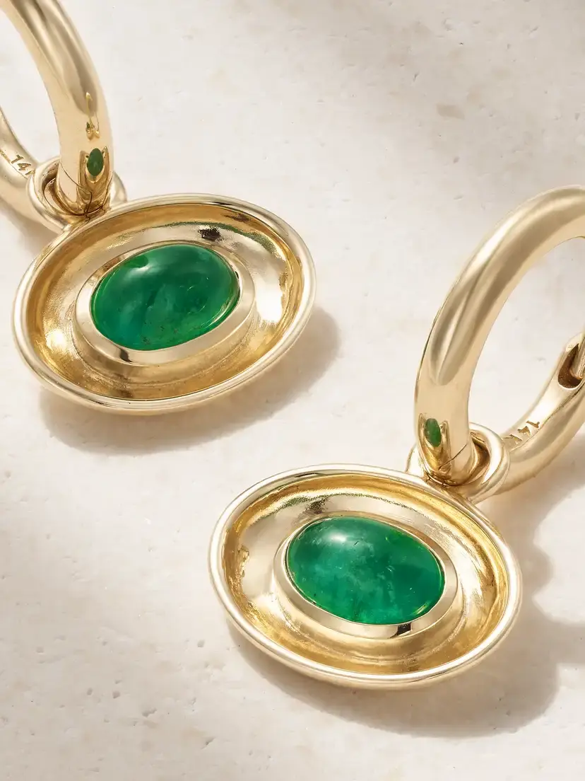 By Pariah Aurelia 14-karat Gold Emerald Hoop Earrings | Thumbnail 3 By Pariah Aurelia 14-karat Gold Emerald Hoop Earrings | Thumbnail 3