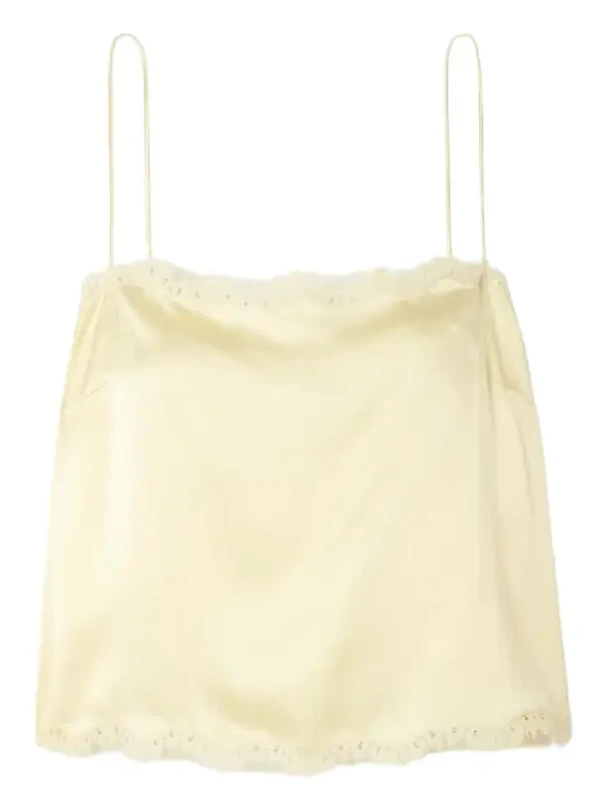 Loure Lace-trimmed Silk-satin Top Loure Lace-trimmed Silk-satin Top