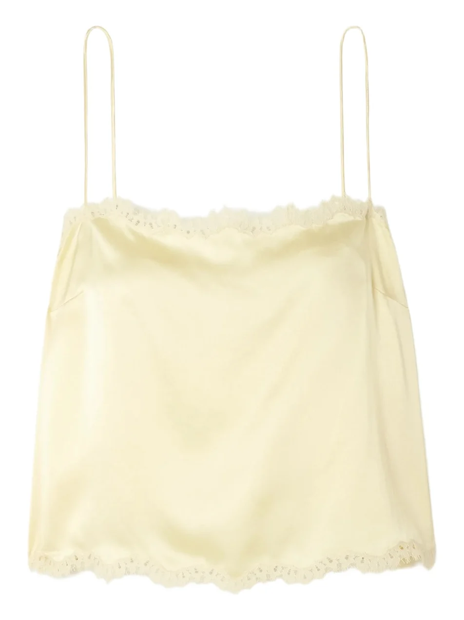 Loure Lace-trimmed Silk-satin Top Loure Lace-trimmed Silk-satin Top