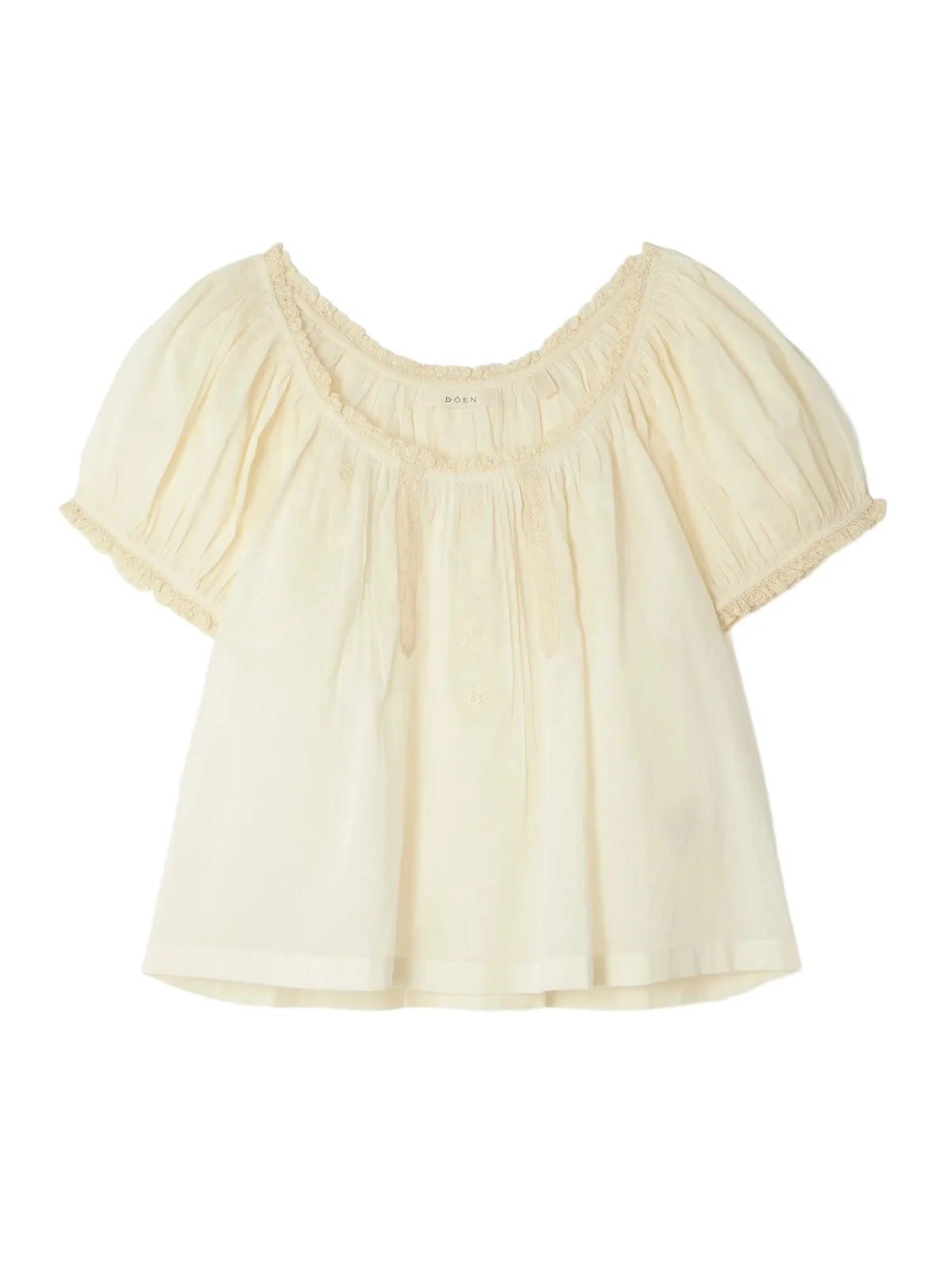 Frederica Pintucked Lace-trimmed Organic Cotton-voile Blouse