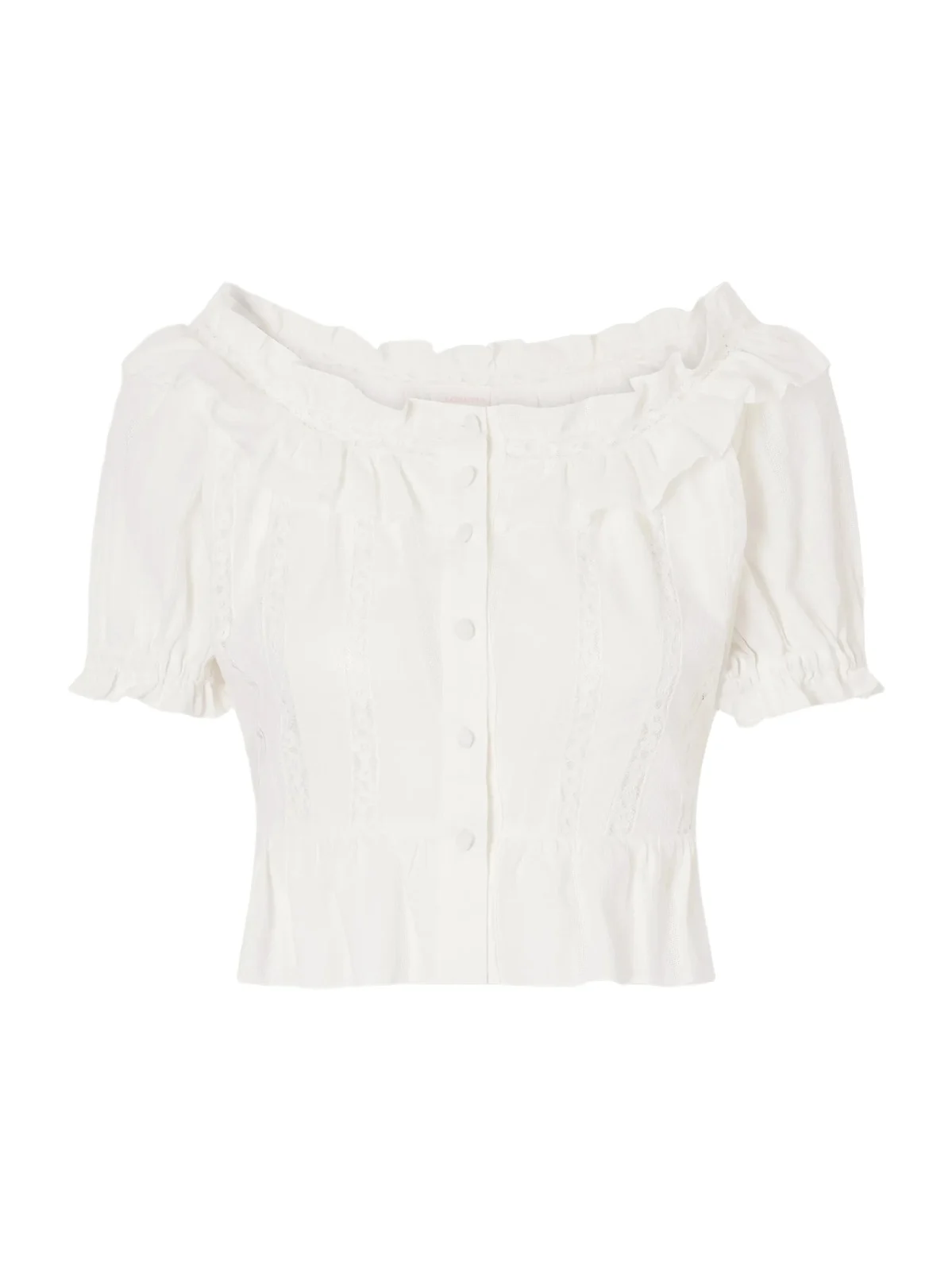 Terracina Ruffled Lace-trimmed Cotton-poplin Blouse Terracina Ruffled Lace-trimmed Cotton-poplin Blouse