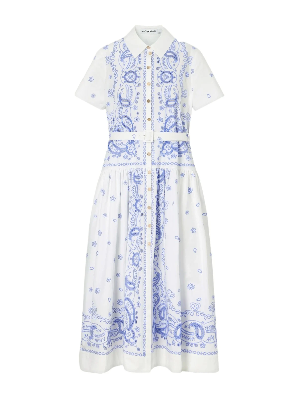 Belted Embroidered Cotton-poplin Midi Shirt Dress Belted Embroidered Cotton-poplin Midi Shirt Dress