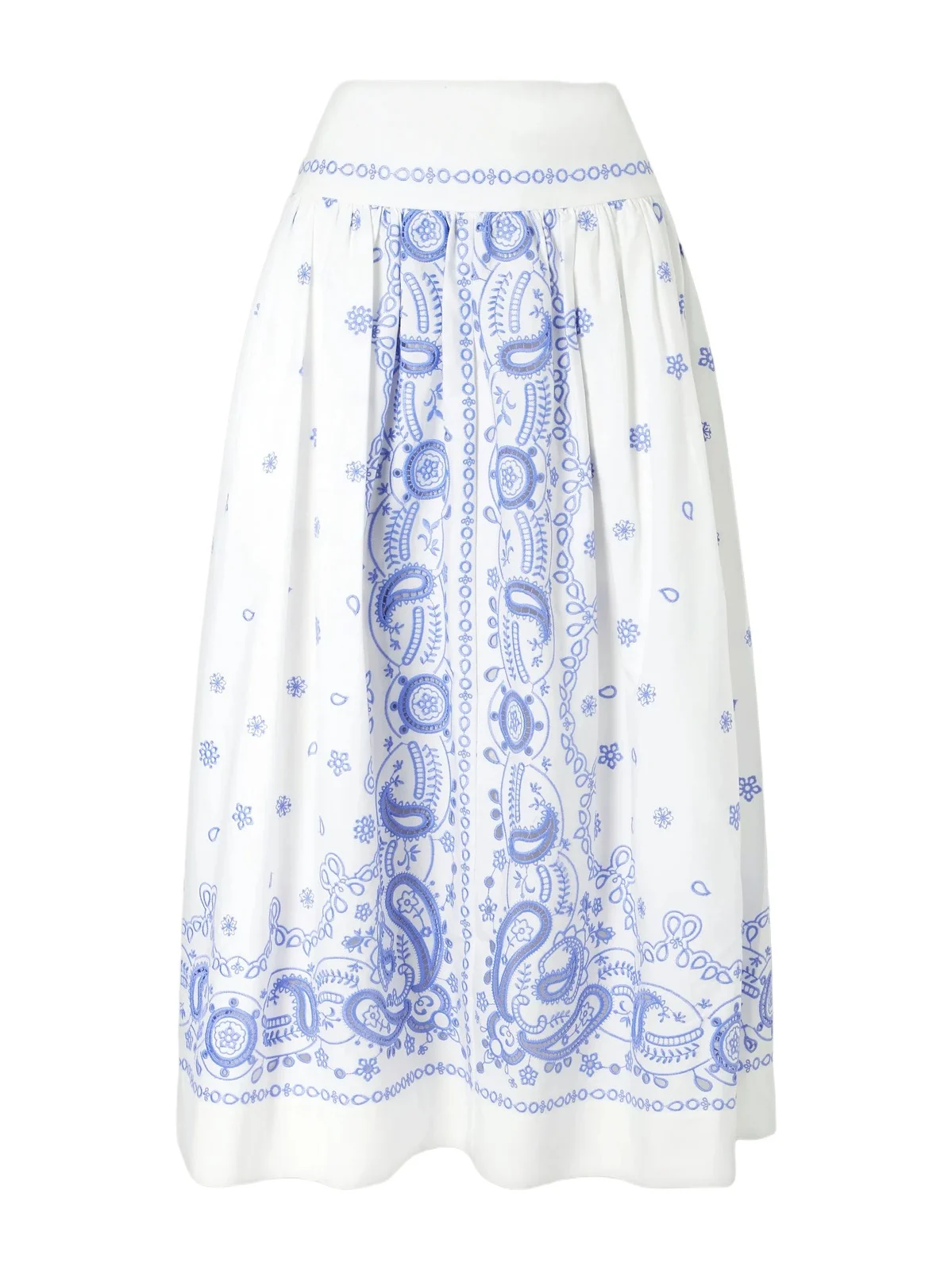 Self-Portrait Tiered Embroidered Cotton-poplin Midi Skirt
