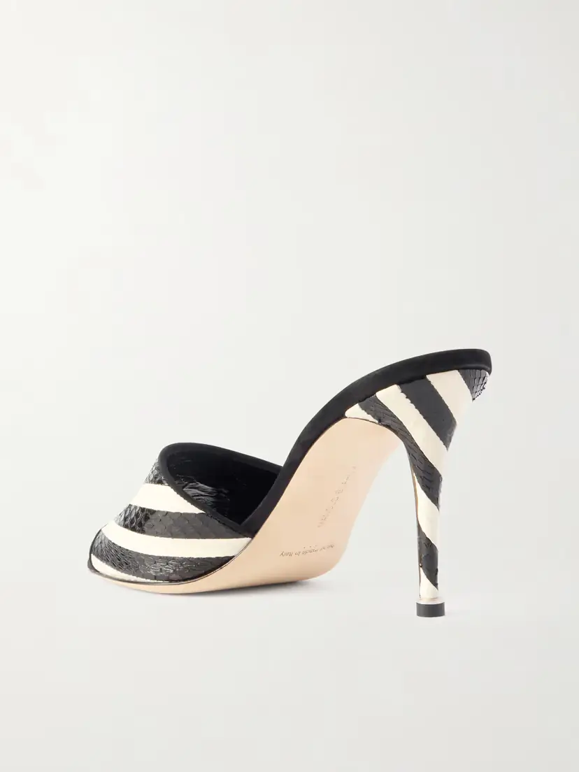 Manolo Blahnik Larache 90 Striped Elaphe Mules | Thumbnail 3 Manolo Blahnik Larache 90 Striped Elaphe Mules | Thumbnail 3