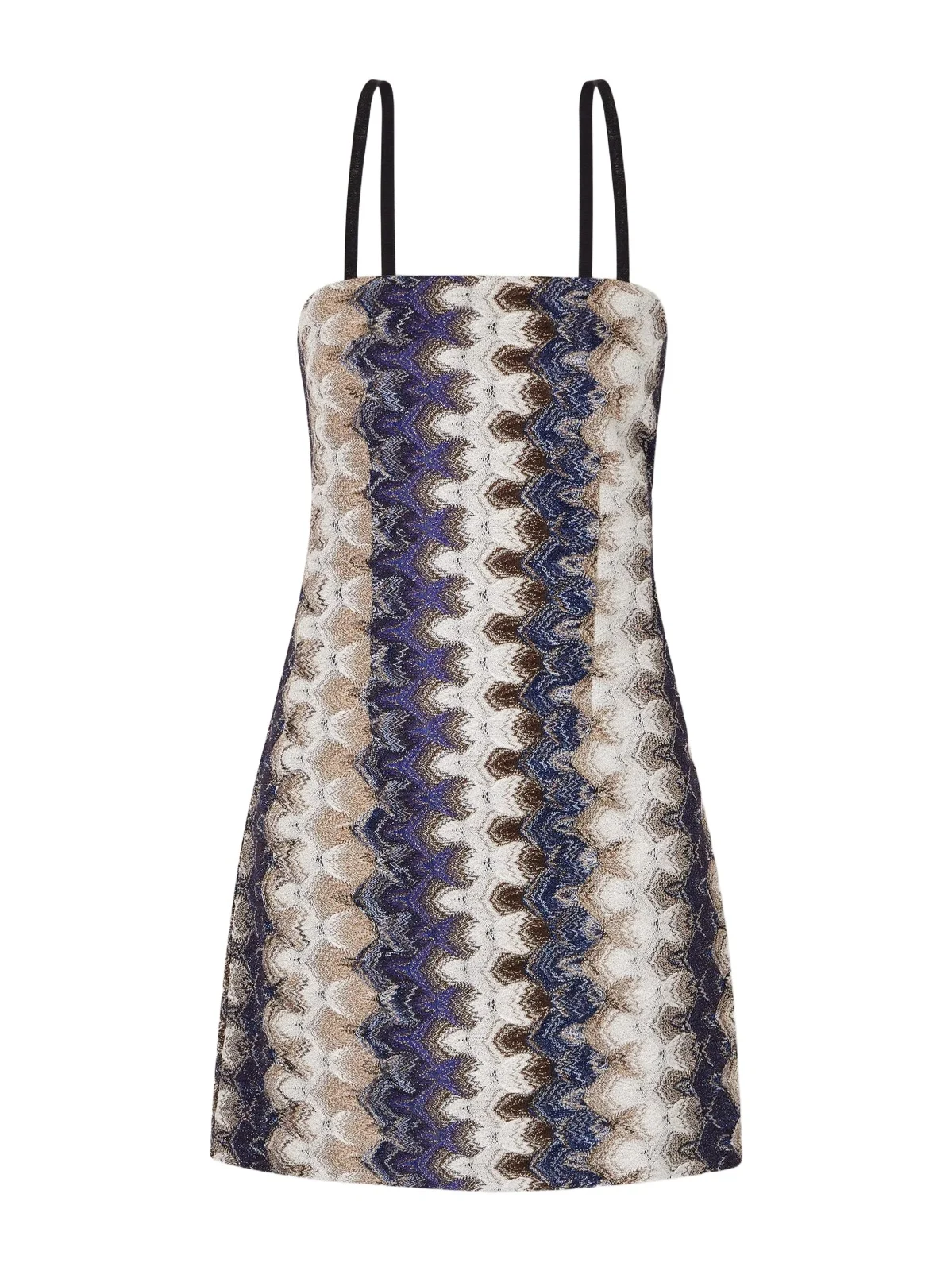 Striped Metallic Crochet-knit Mini Dress