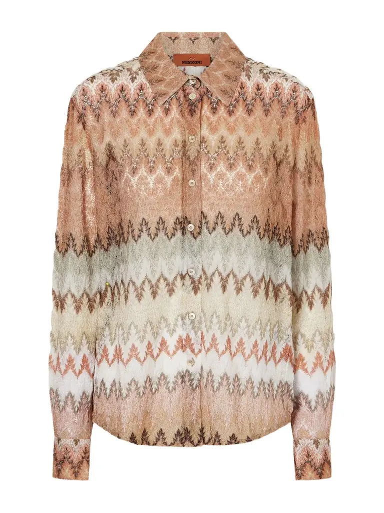 Missoni Striped Metallic Crochet-knit Shirt | Image 1 Missoni Striped Metallic Crochet-knit Shirt | Image 1