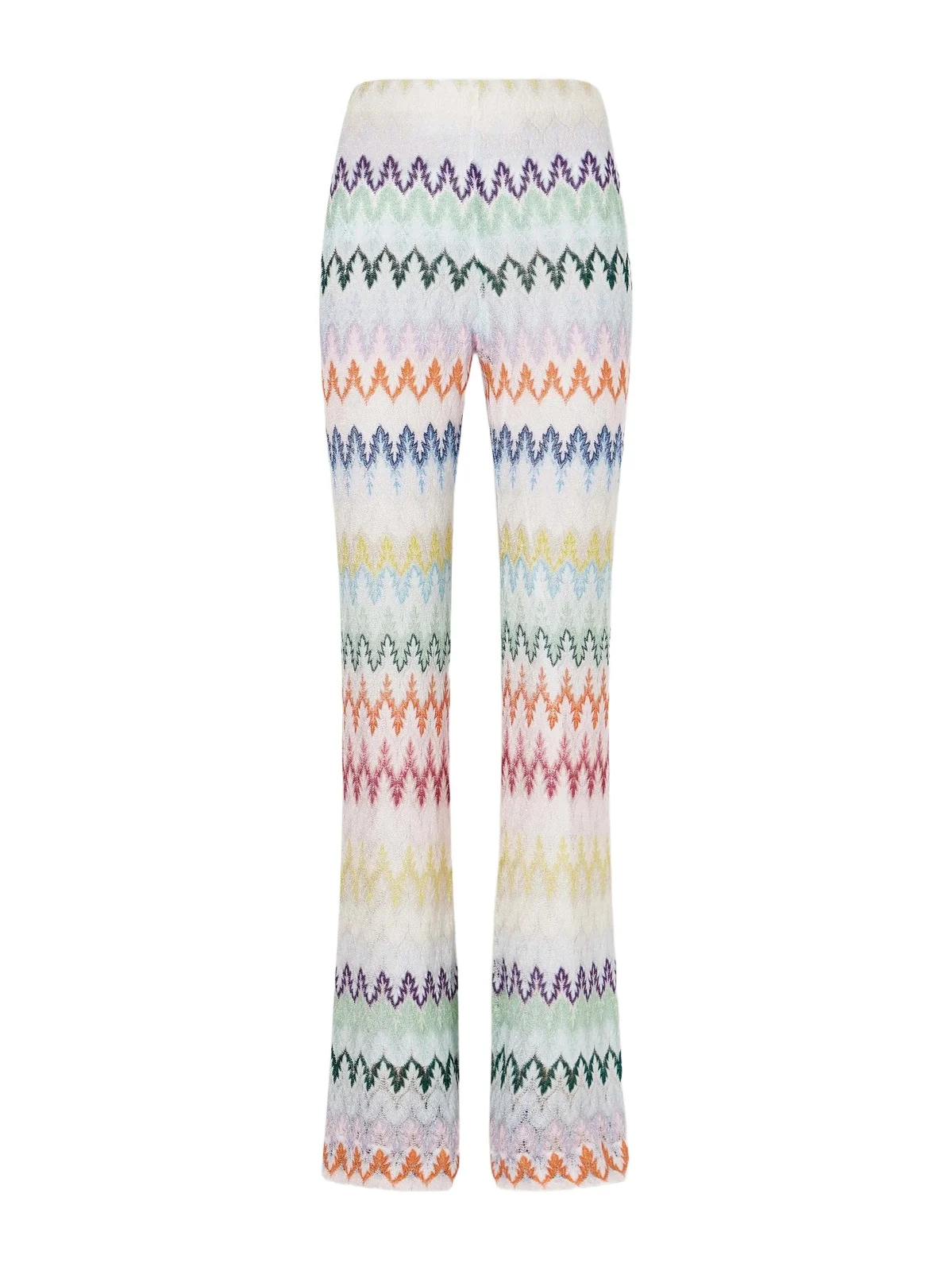 Striped Metallic Crochet-knit Flared Pants