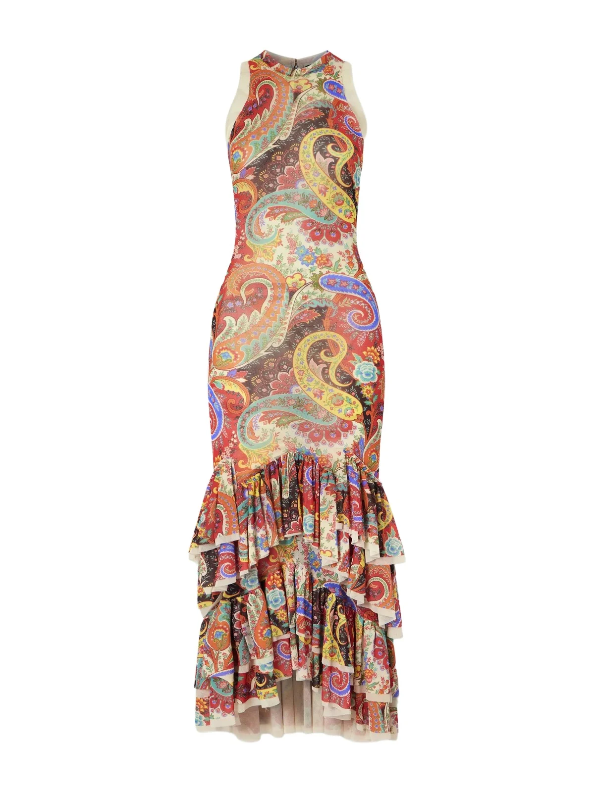 Ruffled Paisley-print Chiffon Midi Dress Ruffled Paisley-print Chiffon Midi Dress