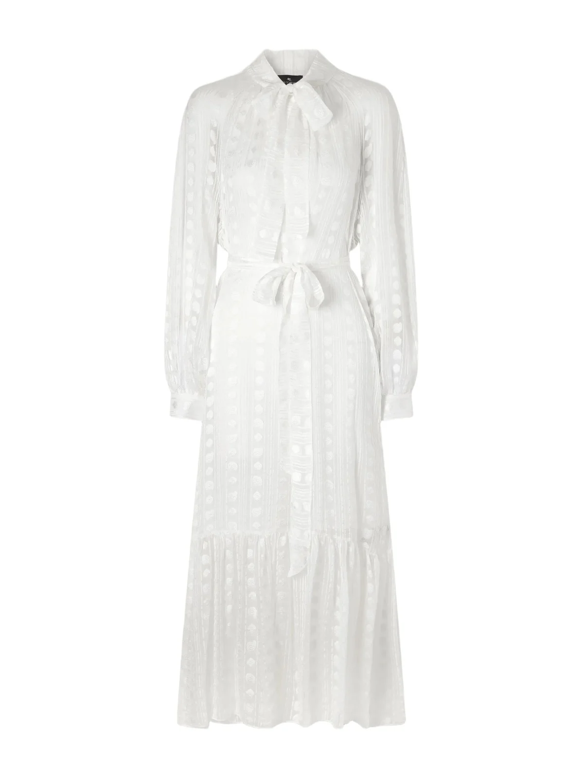 Etro Pussy-bow Belted Tiered Jacquard Silk-chiffon Midi Dress