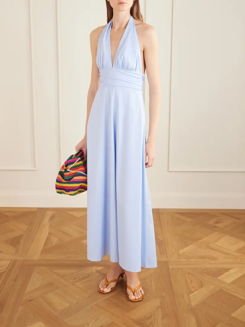 BERNADETTE Marilyn Organic Cotton-blend Poplin Halterneck Maxi Dress | Thumbnail 2