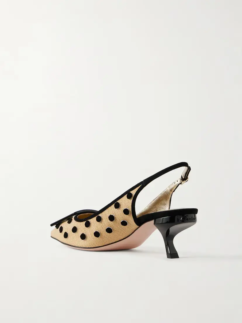 Roger Vivier Virgule 55 Suede-trimmed Polka-dot Slingback Pumps | Thumbnail 3 Roger Vivier Virgule 55 Suede-trimmed Polka-dot Slingback Pumps | Thumbnail 3