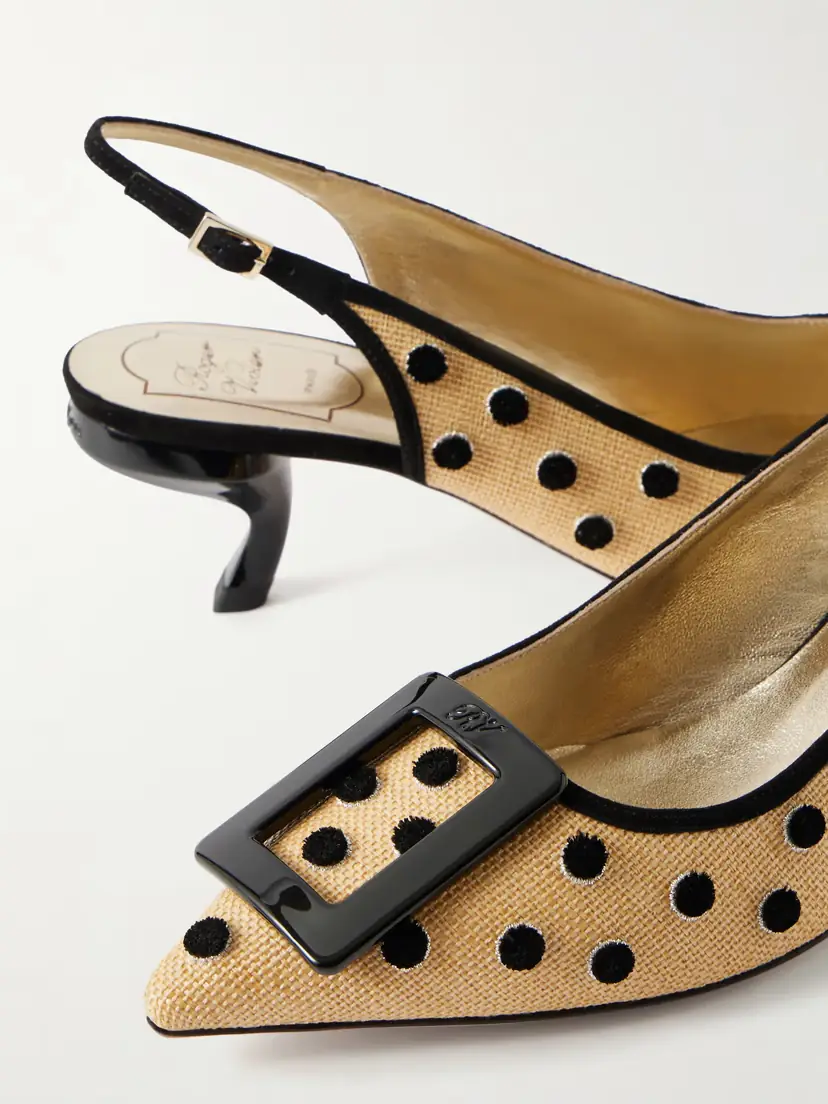 Roger Vivier Virgule 55 Suede-trimmed Polka-dot Slingback Pumps | Thumbnail 5 Roger Vivier Virgule 55 Suede-trimmed Polka-dot Slingback Pumps | Thumbnail 5