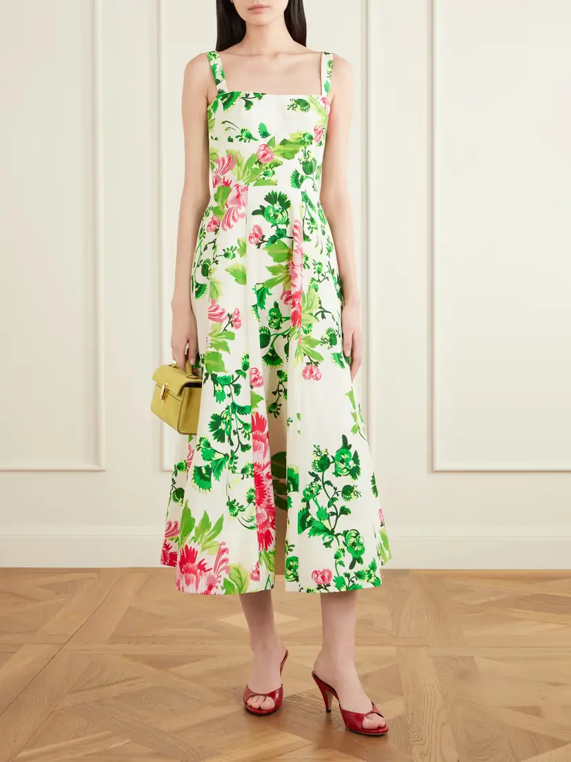 Saloni Sabrina Floral-print Woven Midi Dress | Thumbnail 2