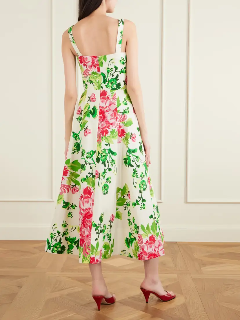 Saloni Sabrina Floral-print Woven Midi Dress | Thumbnail 3
