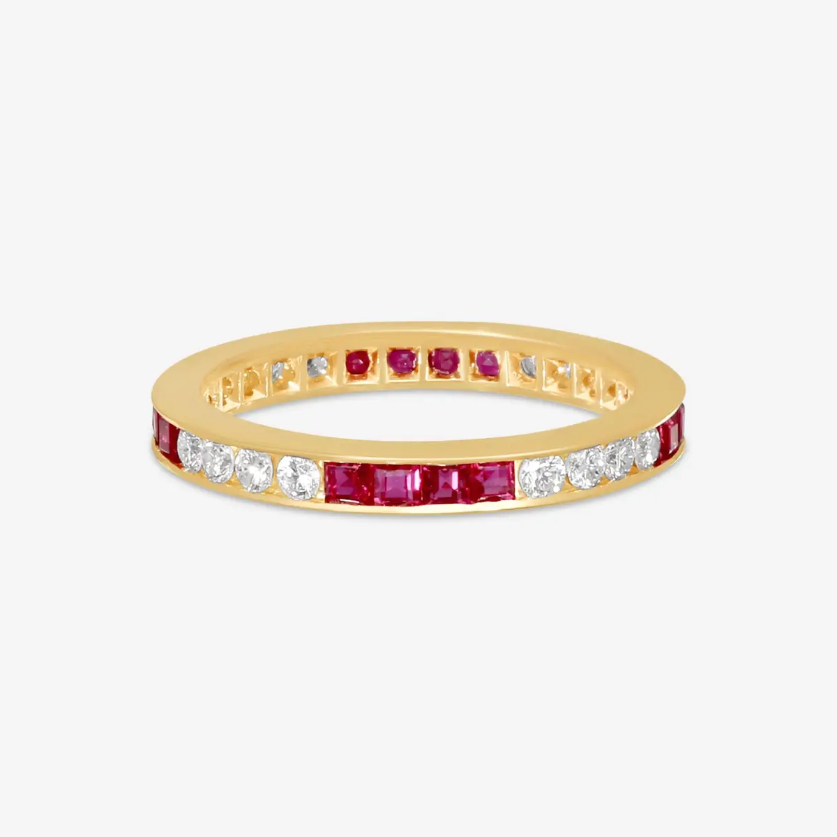 Suna Suna 14K Yellow Gold Diamond & Ruby Wedding Band Ring Sz. 6.75 by The Solist | Thumbnail 3 Suna Suna 14K Yellow Gold Diamond & Ruby Wedding Band Ring Sz. 6.75 by The Solist | Thumbnail 3