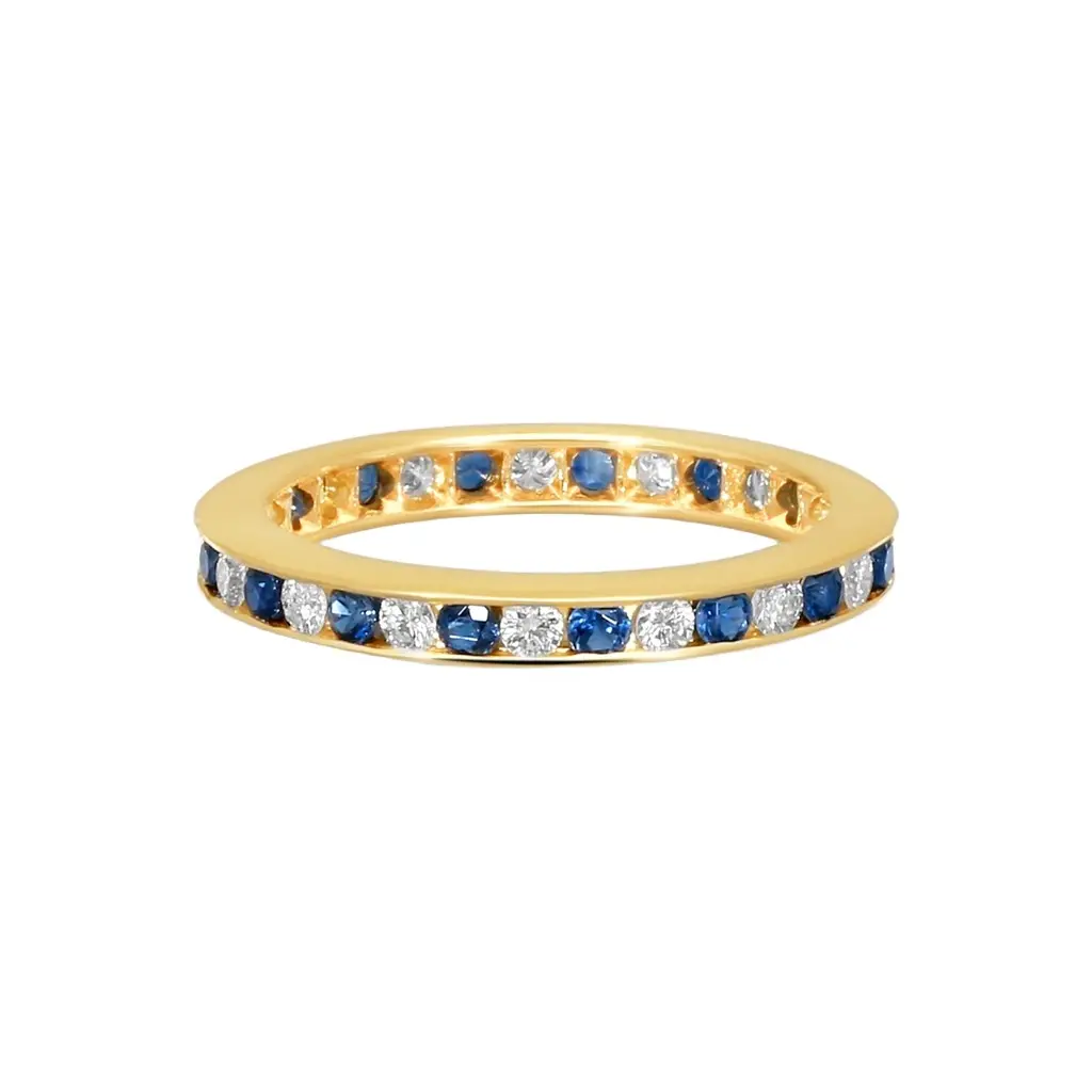 Suna Suna 14K Yellow Gold Diamond & Sapphire Wedding Band Ring Sz. 5.75 by The Solist