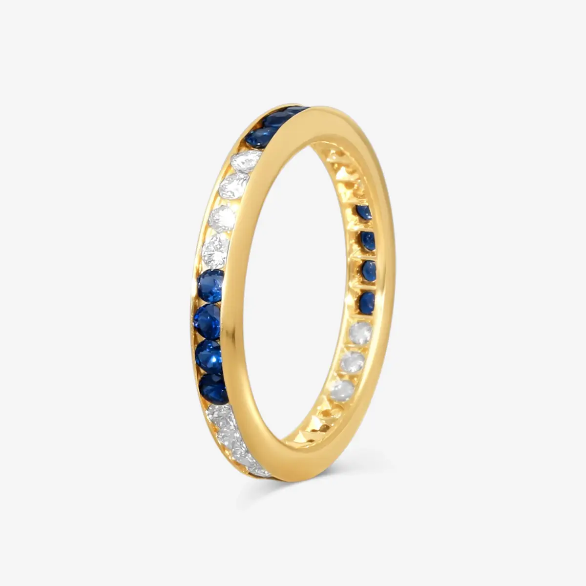 Suna Suna 14K Yellow Gold Diamond & Sapphire Wedding Band Ring Sz. 6 by The Solist | Thumbnail 2 Suna Suna 14K Yellow Gold Diamond & Sapphire Wedding Band Ring Sz. 6 by The Solist | Thumbnail 2