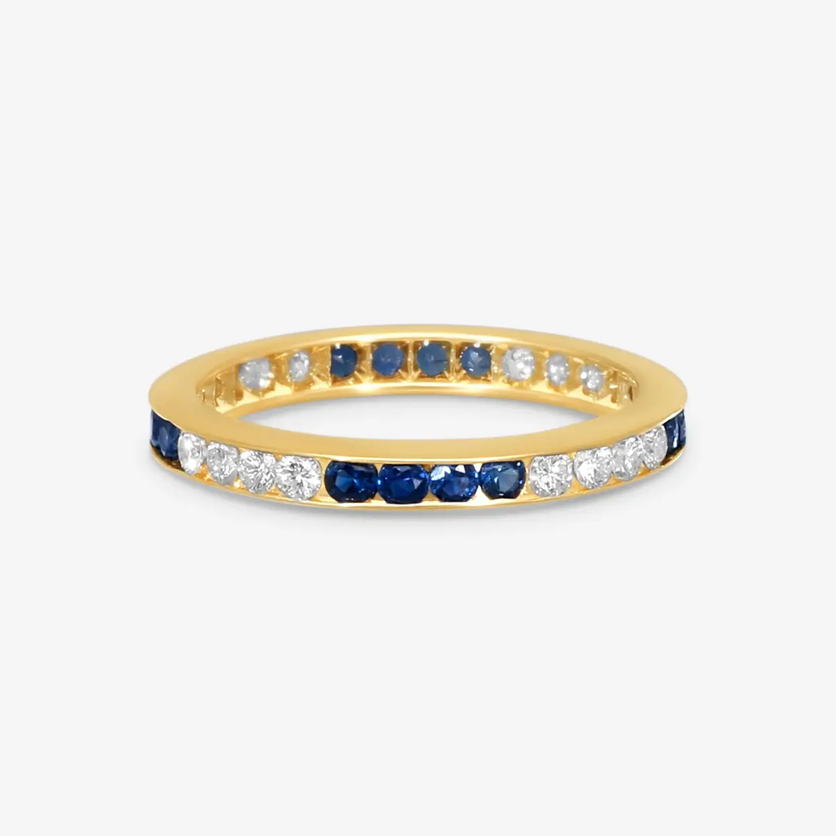 Suna Suna 14K Yellow Gold Diamond & Sapphire Wedding Band Ring Sz. 6 by The Solist | Thumbnail 3 Suna Suna 14K Yellow Gold Diamond & Sapphire Wedding Band Ring Sz. 6 by The Solist | Thumbnail 3