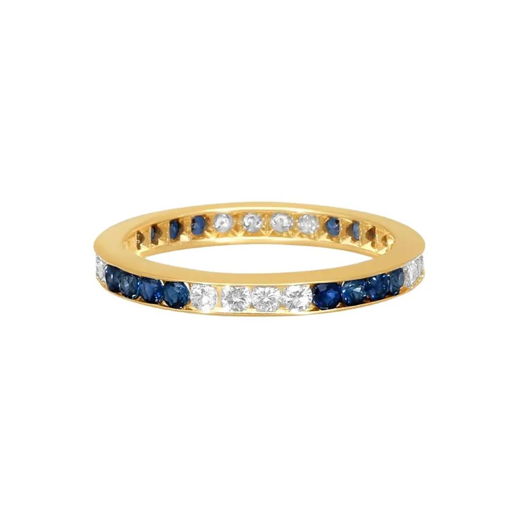 Suna Suna 14K Yellow Gold Diamond & Sapphire Wedding Band Ring Sz. 6 by The Solist