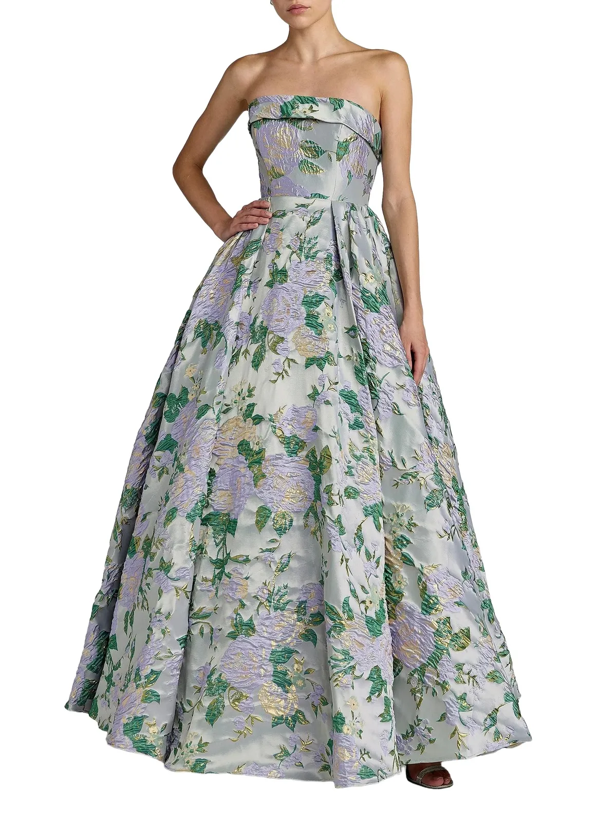 Women's Floral Brocade Strapless Gown Women's Floral Brocade Strapless Gown
