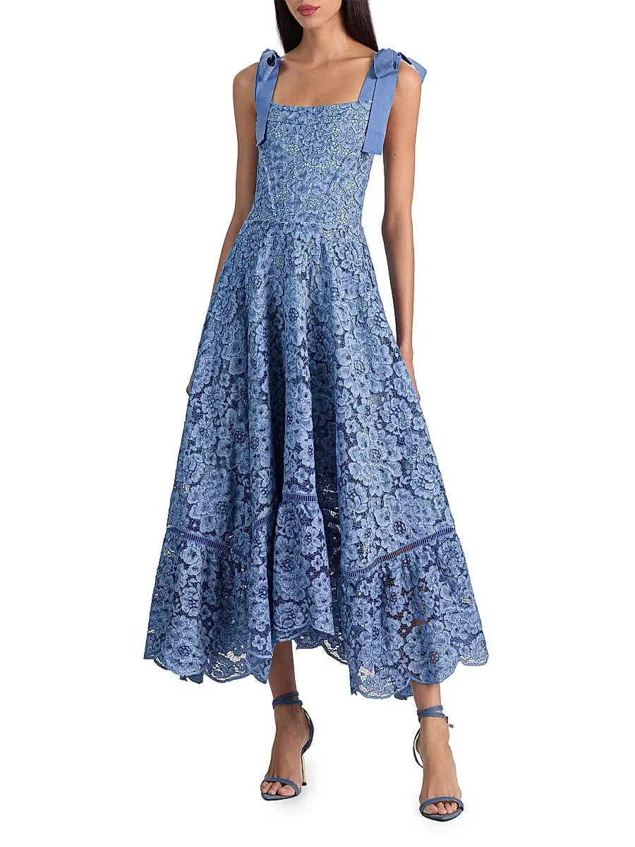 Alice + Olivia Women's Rosalee Lace Bustier Midi-Dress | Thumbnail 2 Alice + Olivia Women's Rosalee Lace Bustier Midi-Dress | Thumbnail 2