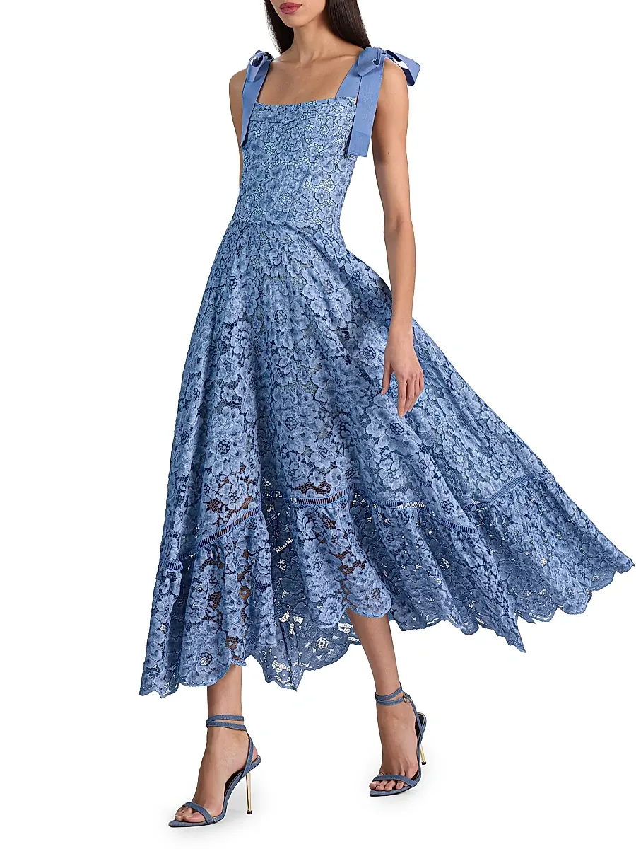 Alice + Olivia Women's Rosalee Lace Bustier Midi-Dress | Thumbnail 3 Alice + Olivia Women's Rosalee Lace Bustier Midi-Dress | Thumbnail 3