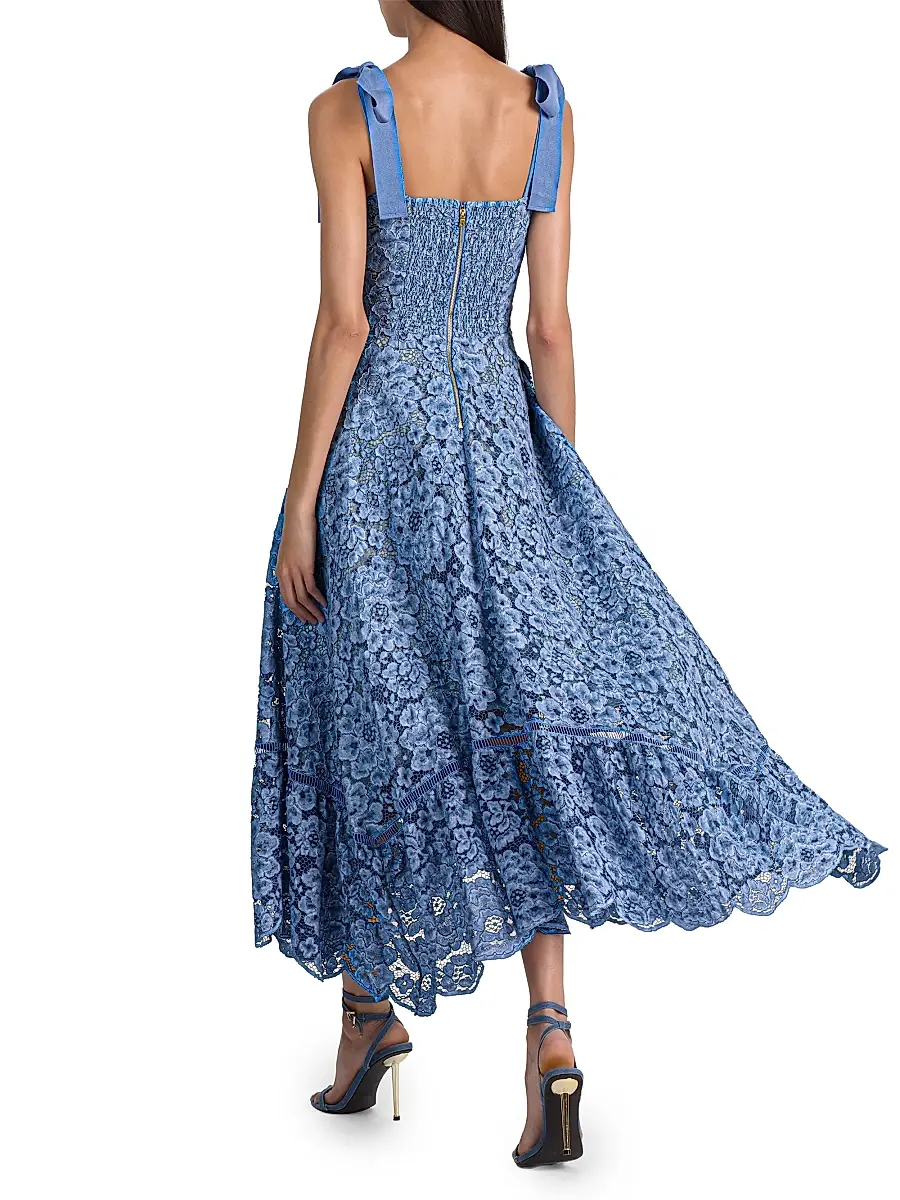 Alice + Olivia Women's Rosalee Lace Bustier Midi-Dress | Thumbnail 4 Alice + Olivia Women's Rosalee Lace Bustier Midi-Dress | Thumbnail 4
